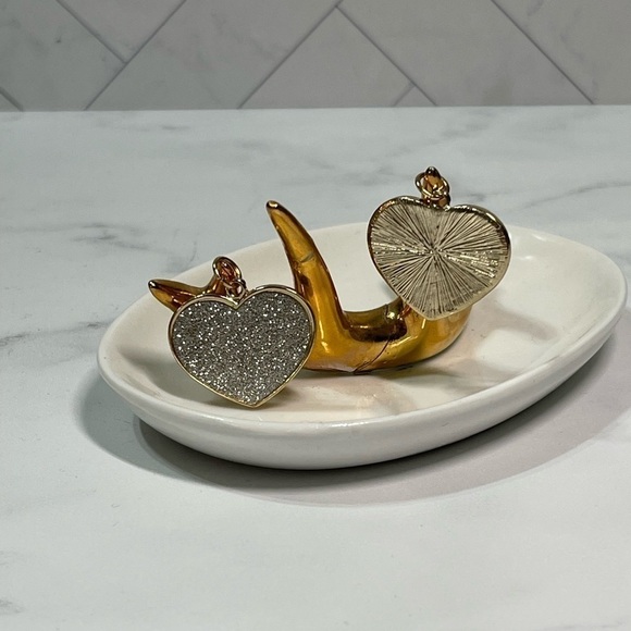 Sparkle Silver Druzy Gold Heart Charms Pendants - Picture 3 of 4